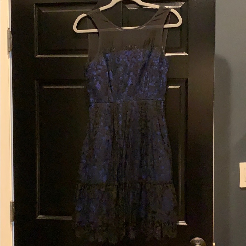 Black and blue lace midi dress, size 2